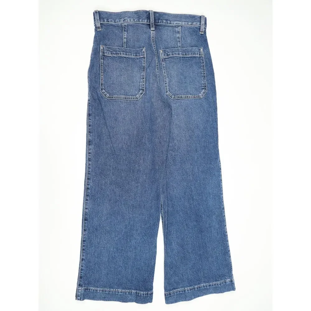 J.Crew Wide Leg Crop Utility Pocket Jeans High Rise Medium Wash Capsule Size 27